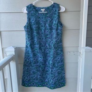 TALBOTS PETITES Green & Blue Paisley Sleeveless Dress